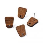 Walnuss Holz Ohrstecker Trapez 14x12mm, Peru 6 Stück