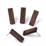 Walnuss Holz Ohrstecker Rechteck 20x6,5mm, Peru 6 Stück
