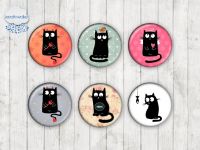 Motiv-Cabochons 1025 Katze | Katzenliebe 25mm (6 Stk)