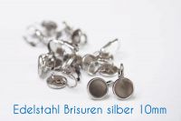 Edelstahl Brisuren für 10mm-Cabochons silber 2 Stück 