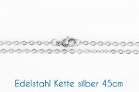 Fertige Edelstahl Kette silber 45cm Ø 2.5x3x0.2mm 1 Stück