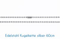 Fertige Edelstahl Kugelkette silber 60cm Ø 1.5mm 