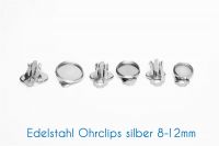 Edelstahl Ohrclips für 8-12mm-Cabochons silber 12mm 10 Stück