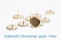 Edelstahl Ohrstecker für 14mm-Cabochons gold 10 Stück