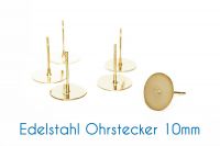 Edelstahl Ohrstecker Klebepad für 10mm-Cabochons gold 10 Stück