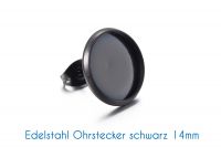 Edelstahl Ohrstecker für 14mm-Cabochons schwarz 20 Stück