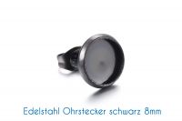 Edelstahl Ohrstecker für 8mm-Cabochons schwarz 6 Stück