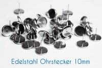 Edelstahl Ohrstecker für 10mm-Cabochons silber 10 Stück