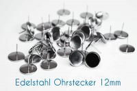 Edelstahl Ohrstecker für 12mm-Cabochons silber 10 Stück