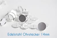 Edelstahl Ohrstecker für 14mm-Cabochons silber 10 Stück