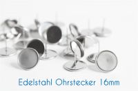 Edelstahl Ohrstecker für 16mm-Cabochons silber 10 Stück