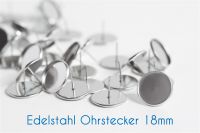 Edelstahl Ohrstecker für 18mm-Cabochons silber 20 Stück
