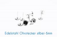 Edelstahl Ohrstecker für 6mm-Cabochons silber 