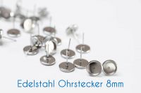 Edelstahl Ohrstecker für 8mm-Cabochons silber 10 Stück