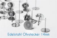Edelstahl Ohrstecker Klebepad für 14mm-Cabochons silber 10 Stück
