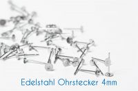 Edelstahl Ohrstecker Klebepad für 4mm-Cabochons silber 100 Stück