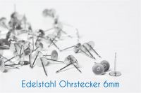 Edelstahl Ohrstecker Klebepad für 6mm-Cabochons silber 