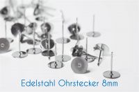 Edelstahl Ohrstecker Klebepad für 8mm-Cabochons silber 100 Stück