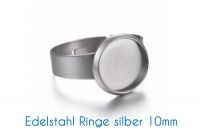 Edelstahl Ringrohlinge silber für 10mm-Cabochons 3 Stück