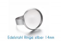 Edelstahl Ringrohlinge silber für 14mm-Cabochons 3 Stück
