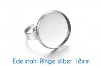 Edelstahl Ringrohlinge silber für 18mm-Cabochons 6 Stück