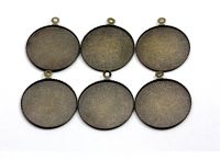 Cabochon-Fassungen flach 25mm, antikbronze 20 Stück