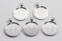 Cabochon-Fassungen 25mm, silber 100 Stück