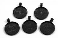 Cabochon-Fassungen 25mm, schwarz 5 Stück