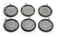 Cabochon-Fassungen 25mm, antiksilber 5 Stück