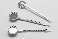 Haarspangen mit Kronenrand für 12mm-Cabochons silber 20 Stück