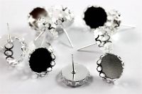 Ohrstecker mit Kronenrand für 12mm-Cabochons silber 10 Stück