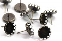 Ohrstecker mit Kronenrand für 12mm-Cabochons antikbronze  10 Stück