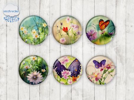 Motiv-Cabochons 1933 Schmetterling | Blueten | Fruehling 