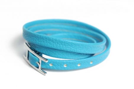 Wickelarmband azurblau, PU-Leder, 62cm lang 