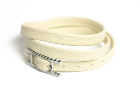 Wickelarmband creme, PU-Leder, 62cm lang 