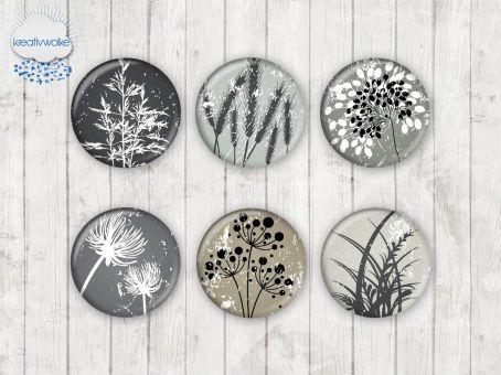 Motiv-Cabochons 008 Retro Flora 25mm (6 Stk)