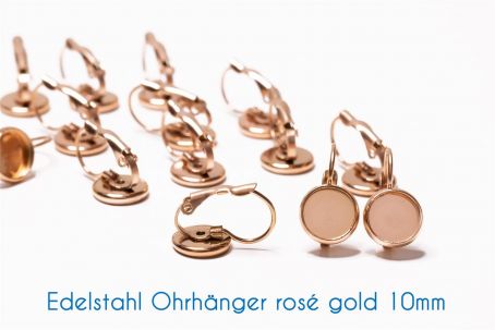Edelstahl Brisuren für 10mm-Cabochons rosé gold 