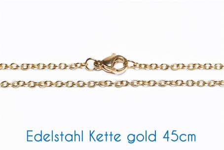 Fertige Edelstahl Kette gold 45cm Ø 1.9x1.5x0.5mm 