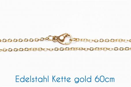 Fertige Edelstahl Kette gold 60cm Ø 2.0x1.5x0.3mm 