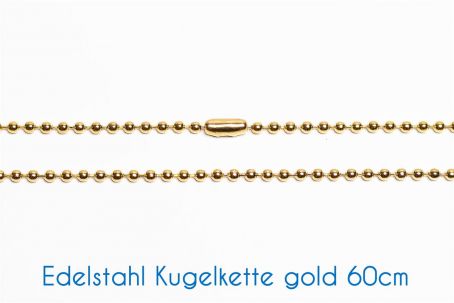 Fertige Edelstahl Kugelkette gold 60cm Ø 1.5mm 