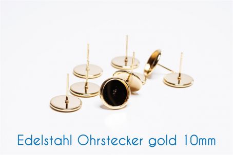 Edelstahl Ohrstecker für 10mm-Cabochons gold 