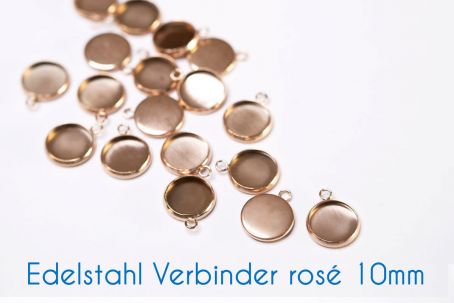 Edelstahl Fassungen/Verbinder rosé gold 10mm 