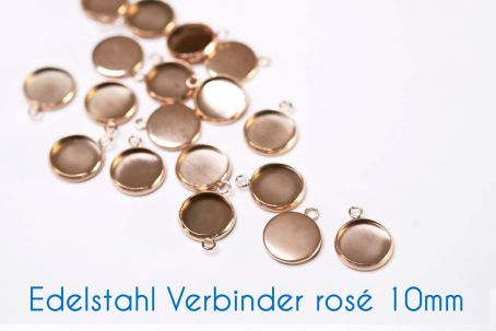 Edelstahl Fassungen/Verbinder rosé gold 10mm 2 Stück