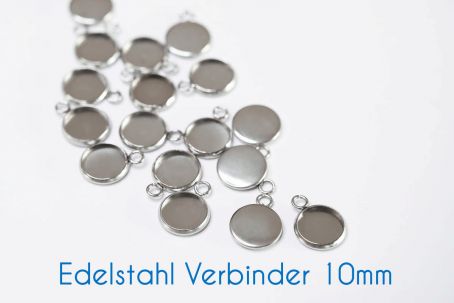 Edelstahl Fassungen/Verbinder silber 10mm 10 Stück