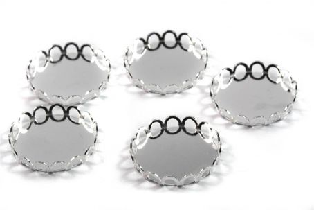 Cabochon-Fassung mit Kronenrand 18mm, silber 10 Stück