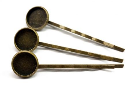Haarspangen für 12mm-Cabochons antikbronze 