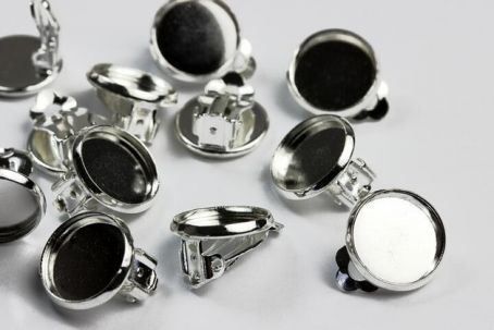 Ohrclips für 12mm-Cabochons silber  