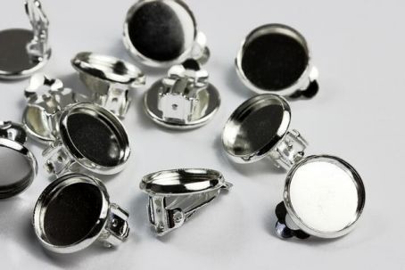 Ohrclips für 12mm-Cabochons silber  20 Stück