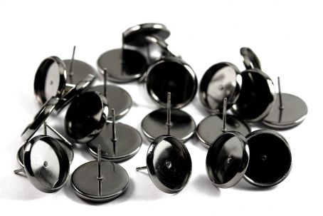 Ohrstecker für 12mm-Cabochons gun-metal  20 Stück