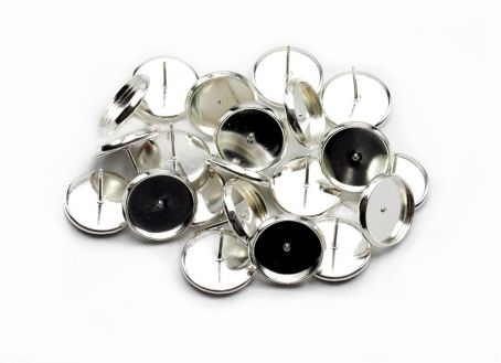 Ohrstecker für 12mm-Cabochons silber 50 Stück